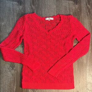 LOFT Red V-Neck Sweater